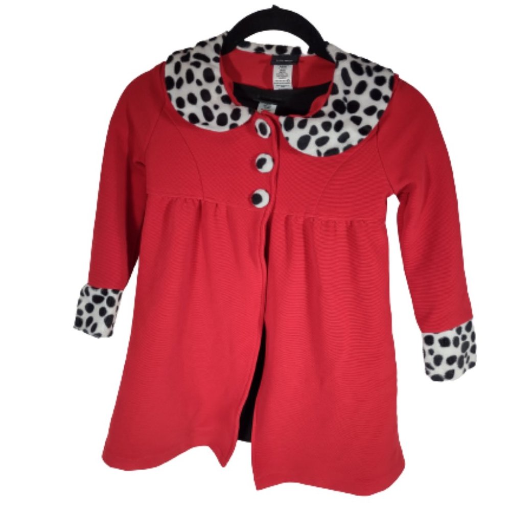 Christmas Coat and dress set Girl's Size 6/6X Red and Black Polka Dot Holiday